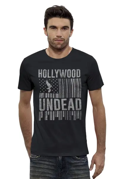 Заказать мужскую футболку в Москве. Футболка базовая Hollywood Undead от geekbox - готовые дизайны и нанесение принтов.