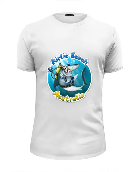 Заказать мужскую футболку в Москве. Футболка базовая Акула с аквалангом от T-shirt print  - готовые дизайны и нанесение принтов.