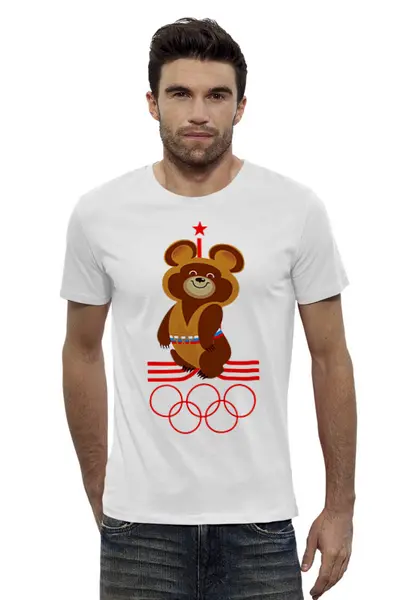 Заказать мужскую футболку в Москве. Футболка базовая Олимпийский мишка      от ПРИНТЫ ПЕЧАТЬ  - готовые дизайны и нанесение принтов.