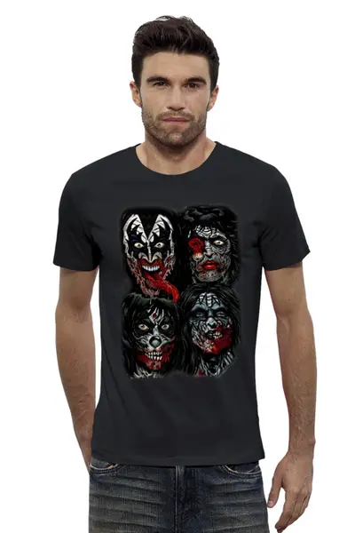 Заказать мужскую футболку в Москве. Футболка базовая KISS Zombies от balden - готовые дизайны и нанесение принтов.