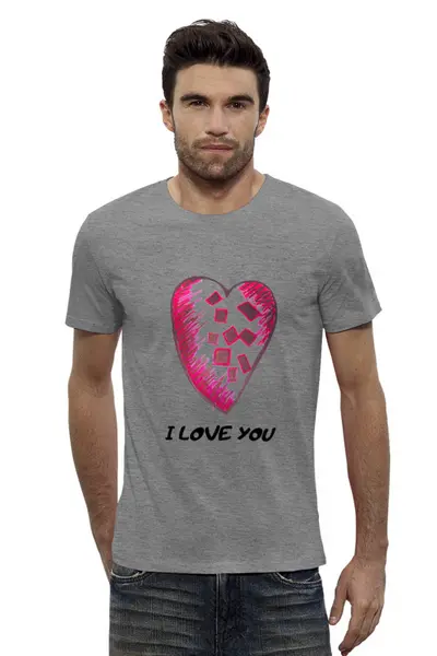 Заказать мужскую футболку в Москве. Футболка базовая I LOVE YOU от rnm0909y@gmail.com - готовые дизайны и нанесение принтов.