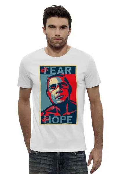 Заказать мужскую футболку в Москве. Футболка базовая Обама - No Hope от priceless - готовые дизайны и нанесение принтов.