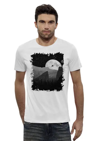 Заказать мужскую футболку в Москве. Футболка базовая Moon Ski от oneredfoxstore@gmail.com - готовые дизайны и нанесение принтов.