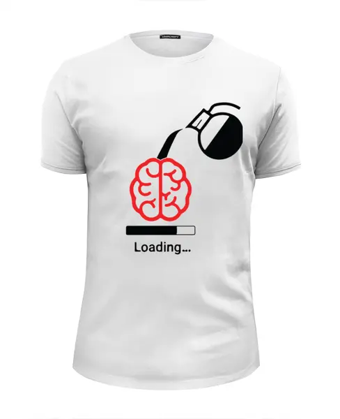 Заказать мужскую футболку в Москве. Футболка базовая Загрузка мозга (на белом) от Максим - готовые дизайны и нанесение принтов.