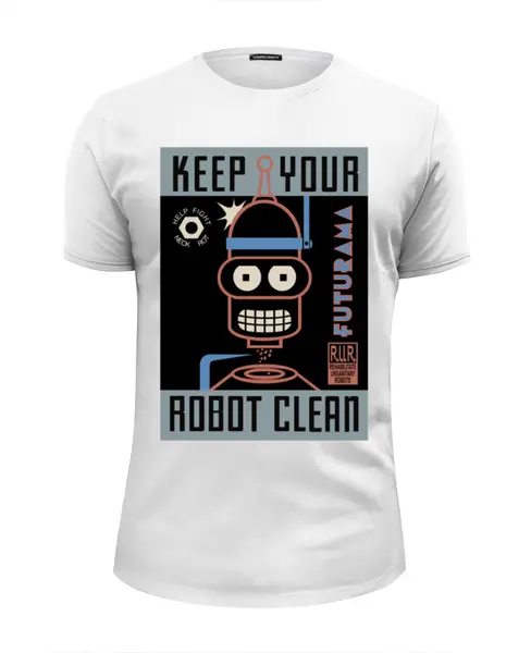 Заказать мужскую футболку в Москве. Футболка базовая Keep your Robot Clean от maters - готовые дизайны и нанесение принтов.