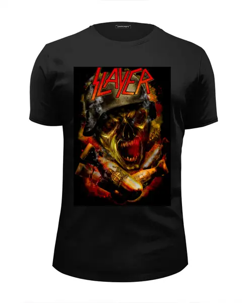 Заказать мужскую футболку в Москве. Футболка базовая Slayer thrash metal band от Leichenwagen - готовые дизайны и нанесение принтов.