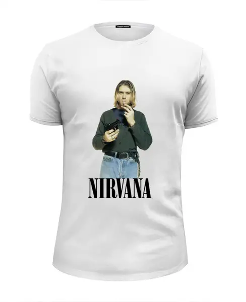 Заказать мужскую футболку в Москве. Футболка базовая Nirvana Kurt Cobain  от rancid - готовые дизайны и нанесение принтов.