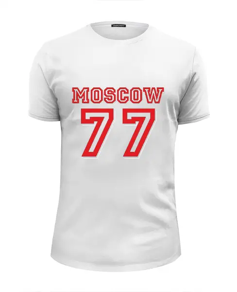 Заказать мужскую футболку в Москве. Футболка базовая 77 Moscow white top от Muhammad Ruziev - готовые дизайны и нанесение принтов.