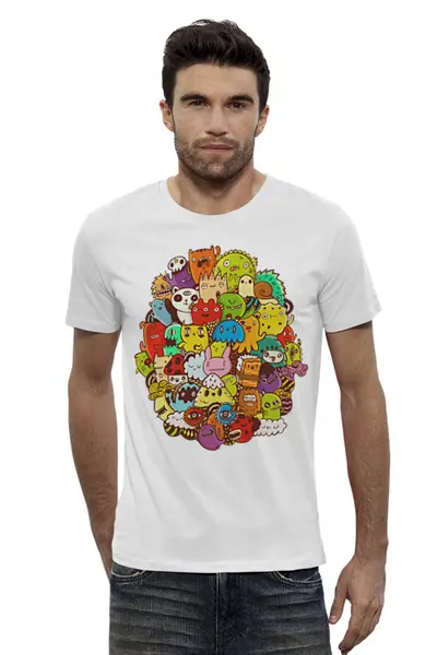 Заказать мужскую футболку в Москве. Футболка базовая Doodle от Юрий Чингаев - готовые дизайны и нанесение принтов.
