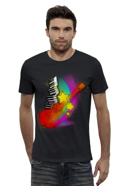 Заказать мужскую футболку в Москве. Футболка базовая Музыка    от T-shirt print  - готовые дизайны и нанесение принтов.