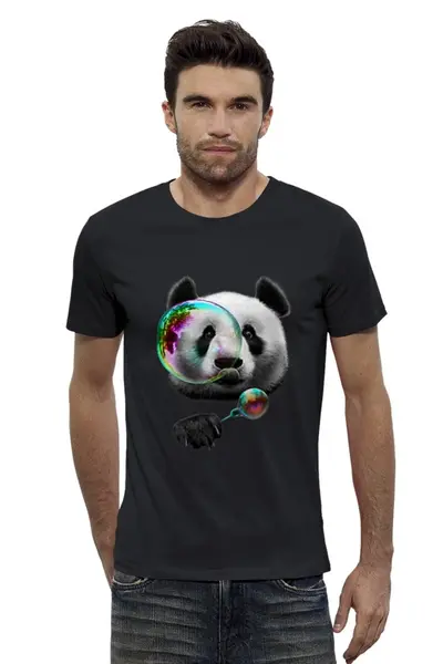 Заказать мужскую футболку в Москве. Футболка базовая Панда от Xieros - готовые дизайны и нанесение принтов.
