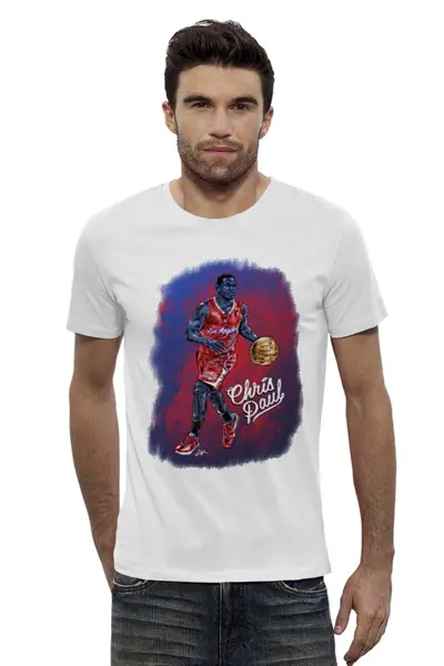 Заказать мужскую футболку в Москве. Футболка базовая Американский баскетбол от Виктор Гришин - готовые дизайны и нанесение принтов.