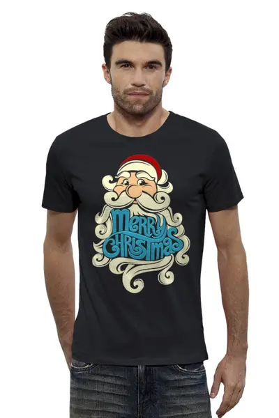 Заказать мужскую футболку в Москве. Футболка базовая Дед Мороз (Santa) от coolmag - готовые дизайны и нанесение принтов.