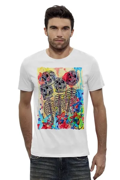 Заказать мужскую футболку в Москве. Футболка базовая Skull Art от Leichenwagen - готовые дизайны и нанесение принтов.