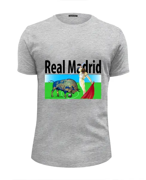 Заказать мужскую футболку в Москве. Футболка базовая real Madrid от alexs - готовые дизайны и нанесение принтов.