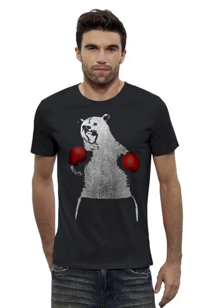 Заказать мужскую футболку в Москве. Футболка базовая Медведь Боксер от printik - готовые дизайны и нанесение принтов.