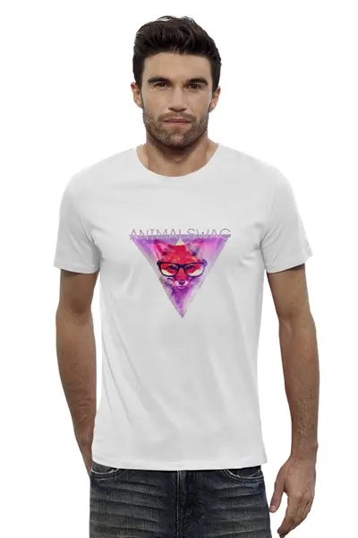 Заказать мужскую футболку в Москве. Футболка базовая "ANIMALSWAG" collection: fox от Octopuslabel - готовые дизайны и нанесение принтов.