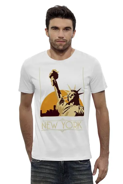 Заказать мужскую футболку в Москве. Футболка базовая New York от aleks_say - готовые дизайны и нанесение принтов.