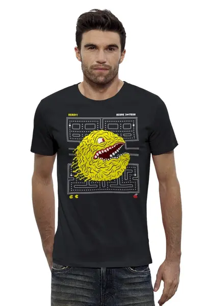 Заказать мужскую футболку в Москве. Футболка базовая Pac-Man от printik - готовые дизайны и нанесение принтов.