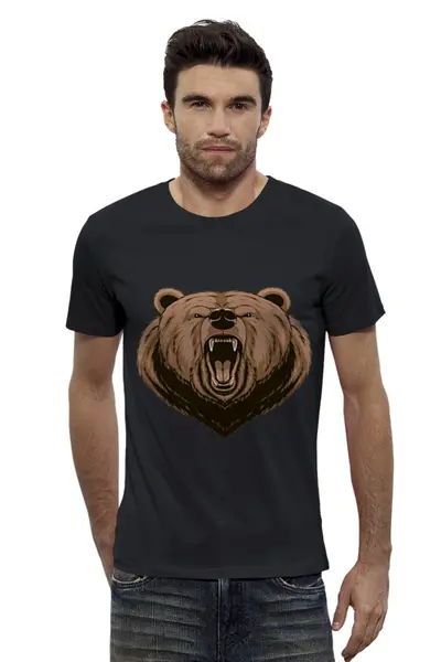 Заказать мужскую футболку в Москве. Футболка базовая Медведь от Ирина - готовые дизайны и нанесение принтов.