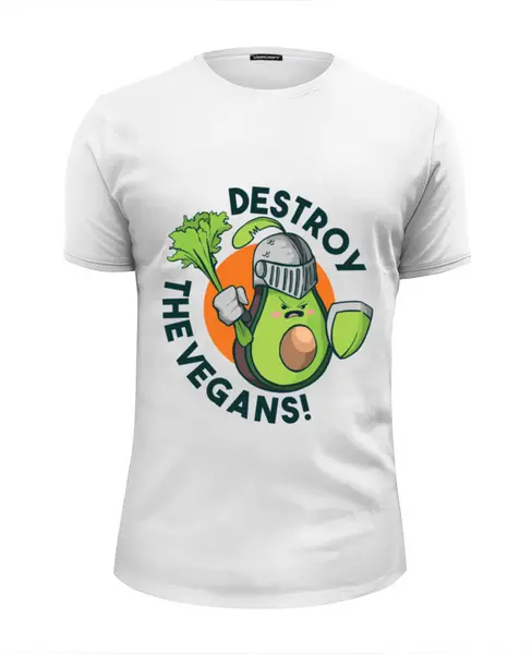 Заказать мужскую футболку в Москве. Футболка базовая Destroy The Vegans от Павел Павел - готовые дизайны и нанесение принтов.