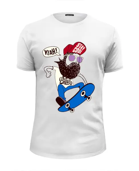 Заказать мужскую футболку в Москве. Футболка базовая Скейтер с бородой от denis01001 - готовые дизайны и нанесение принтов.