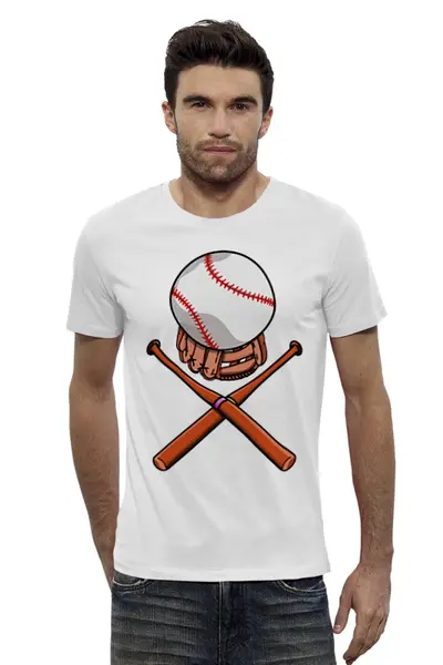 Заказать мужскую футболку в Москве. Футболка базовая Биты и мяч (бейсбол) от trugift - готовые дизайны и нанесение принтов.
