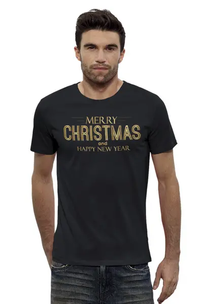 Заказать мужскую футболку в Москве. Футболка базовая Merry Christmas от balden - готовые дизайны и нанесение принтов.