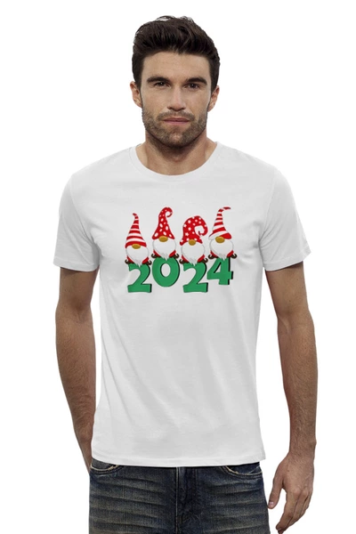 Заказать мужскую футболку в Москве. Футболка базовая Рождественские гномы 2024 от svetlankaivanowa@yandex.ru - готовые дизайны и нанесение принтов.