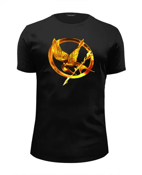 Заказать мужскую футболку в Москве. Футболка базовая THE HUNGER GAMES от Максим - готовые дизайны и нанесение принтов.