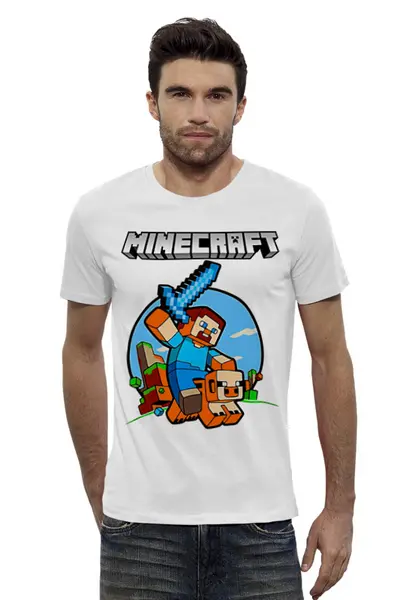 Заказать мужскую футболку в Москве. Футболка базовая Minecraft от T-shirt print  - готовые дизайны и нанесение принтов.