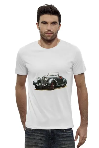 Заказать мужскую футболку в Москве. Футболка базовая Ретроавтомобили 7 от Виктор Гришин - готовые дизайны и нанесение принтов.