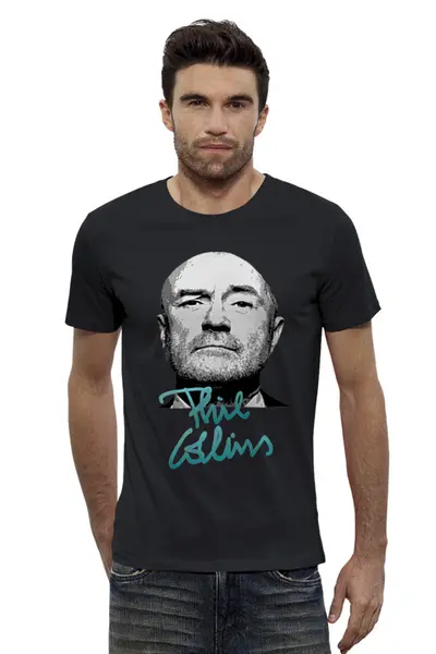 Заказать мужскую футболку в Москве. Футболка базовая Phil Collins  от T-shirt print  - готовые дизайны и нанесение принтов.