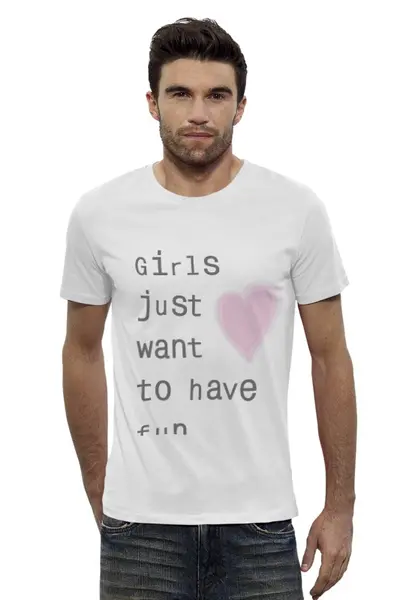 Заказать мужскую футболку в Москве. Футболка базовая Girls от pyzhik - готовые дизайны и нанесение принтов.