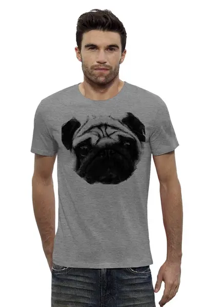 Заказать мужскую футболку в Москве. Футболка базовая Pug Fan Print от gulen - готовые дизайны и нанесение принтов.