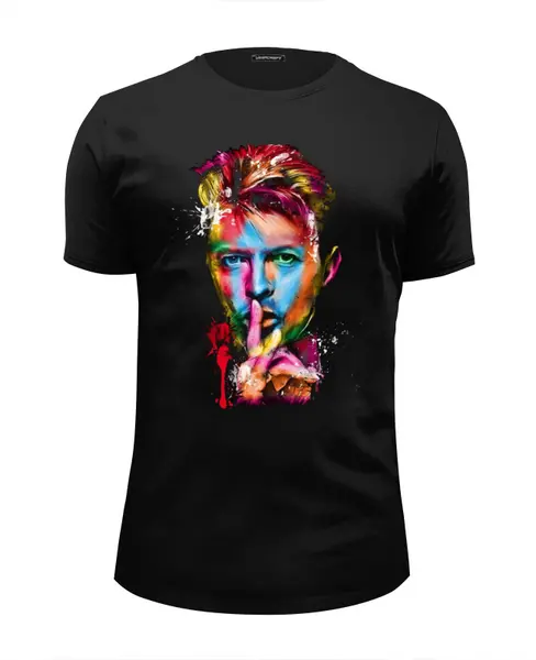 Заказать мужскую футболку в Москве. Футболка базовая David Bowie / Дэвид Боуи (Patrice Murciano) от KinoArt - готовые дизайны и нанесение принтов.