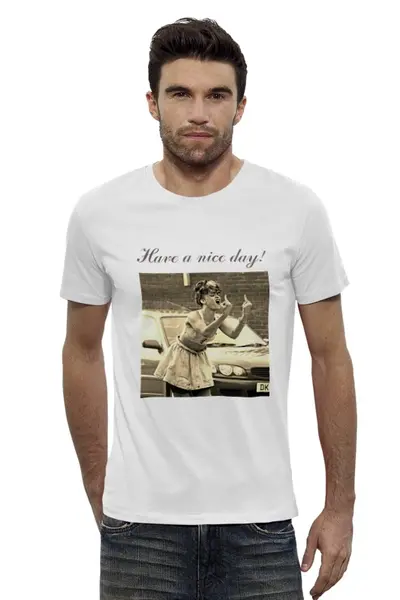 Заказать мужскую футболку в Москве. Футболка базовая Хорошего дня! от gent777 - готовые дизайны и нанесение принтов.