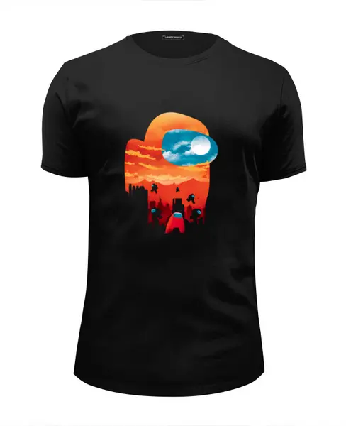 Заказать мужскую футболку в Москве. Футболка базовая Among Us Sunset от El Fox - готовые дизайны и нанесение принтов.