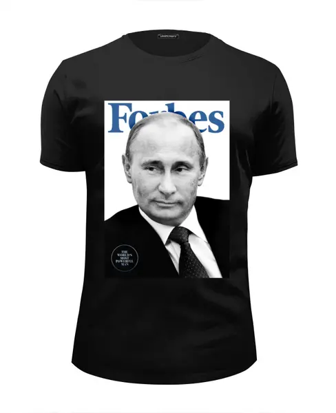 Заказать мужскую футболку в Москве. Футболка базовая Putin Forbes от Design Ministry - готовые дизайны и нанесение принтов.