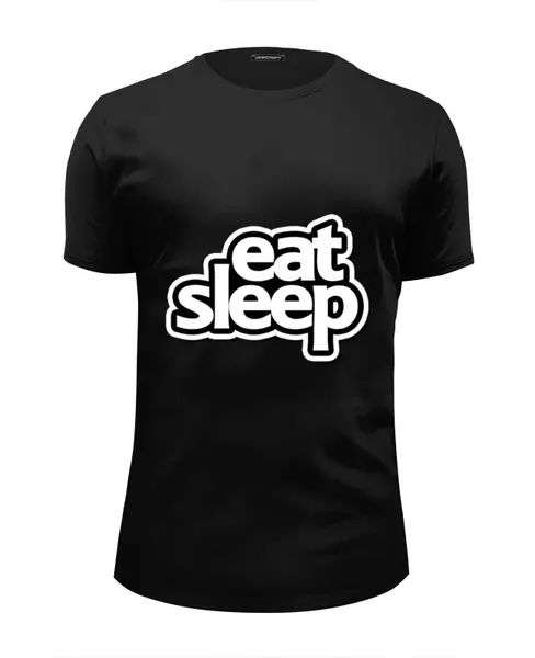 Заказать мужскую футболку в Москве. Футболка базовая Eat sleep от Vasilixa - готовые дизайны и нанесение принтов.
