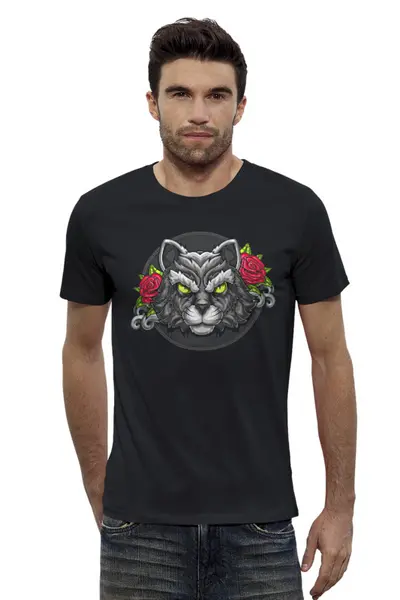 Заказать мужскую футболку в Москве. Футболка базовая ☘ Cat&Roses ☘ от balden - готовые дизайны и нанесение принтов.