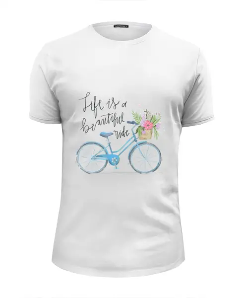 Заказать мужскую футболку в Москве. Футболка базовая Велосипед от dmitrii.v.sharapow@gmail.com - готовые дизайны и нанесение принтов.