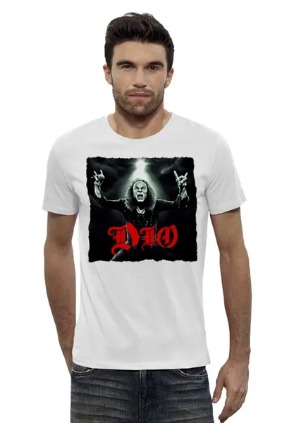 Заказать мужскую футболку в Москве. Футболка базовая Ronnie James Dio от Leichenwagen - готовые дизайны и нанесение принтов.