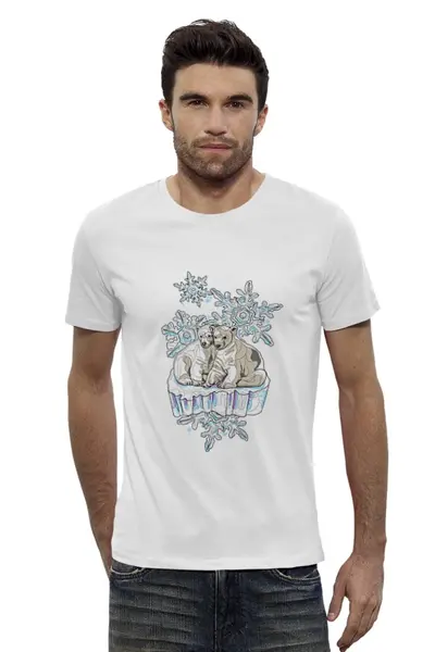 Заказать мужскую футболку в Москве. Футболка базовая белый медведь от krolya_spb@mail.ru - готовые дизайны и нанесение принтов.