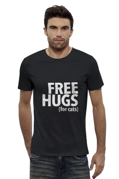 Заказать мужскую футболку в Москве. Футболка базовая Free hugs  от ПРИНТЫ ПЕЧАТЬ  - готовые дизайны и нанесение принтов.
