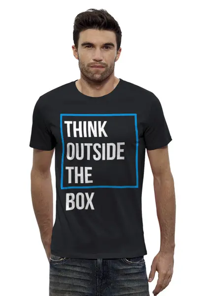 Заказать мужскую футболку в Москве. Футболка базовая Think outside the box от Startech.vc  - готовые дизайны и нанесение принтов.