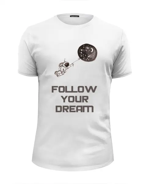 Заказать мужскую футболку в Москве. Футболка базовая Follow your dream от james.r - готовые дизайны и нанесение принтов.