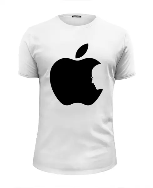 Заказать мужскую футболку в Москве. Футболка базовая Apple (Стив Джобс) от coolmag - готовые дизайны и нанесение принтов.