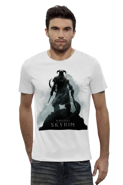 Заказать мужскую футболку в Москве. Футболка базовая The Elder Scrolls V: Skyrim от amnesia - готовые дизайны и нанесение принтов.