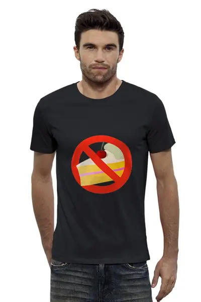 Заказать мужскую футболку в Москве. Футболка базовая NO CAKE от Jimmy Flash - готовые дизайны и нанесение принтов.